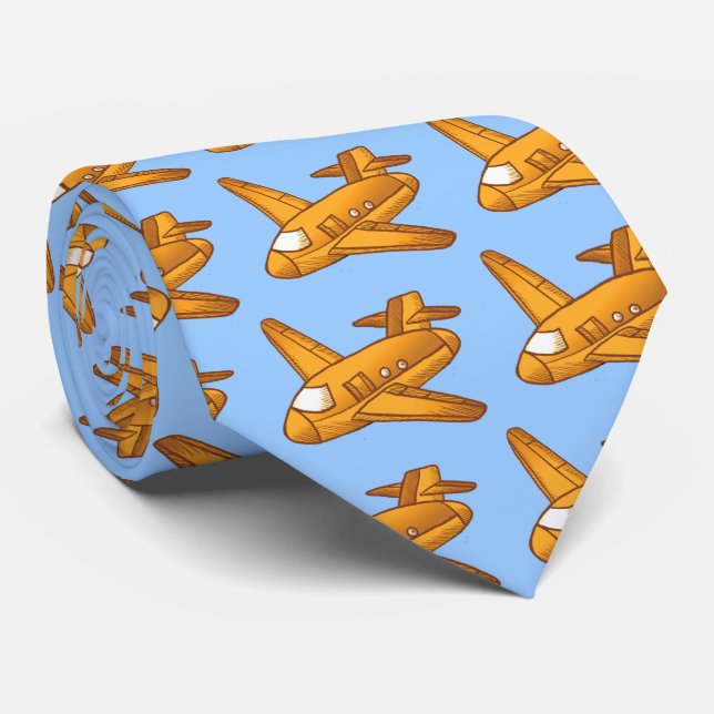 Yellow Airplane Tie (Rolled)