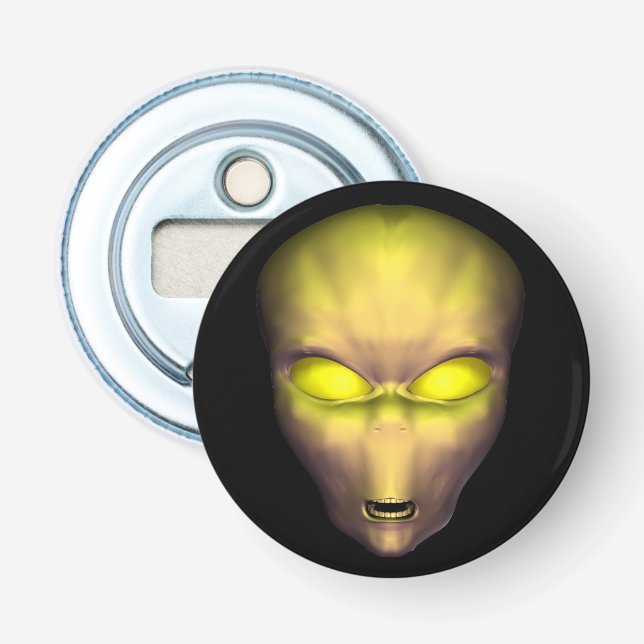 Yellow Alien Head Bottle Opener (Front)