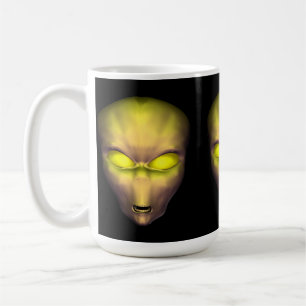 Yellow Alien Head Coffee Mug