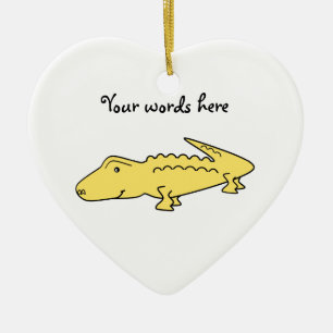Yellow alligator ceramic ornament