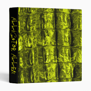 Yellow Alligator Skin w/ Customizable Text on Spin Binder