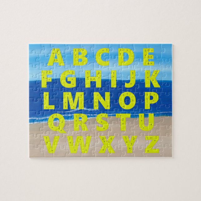 Yellow Alphabet Chart Sand Beach Ocean Sky Puzzles (Horizontal)