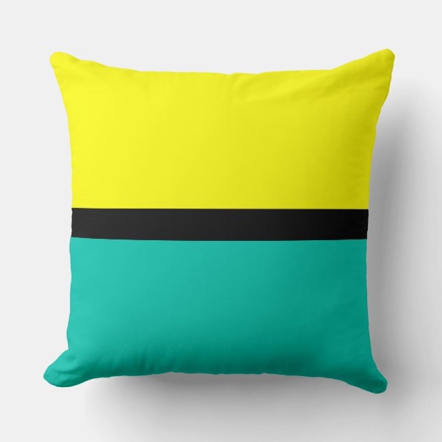 Yellow & Amazonite Solid Colour Background Throw Pillow (Front)