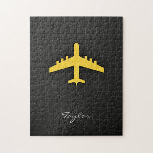 Yellow Amber Airplane Jigsaw Puzzle