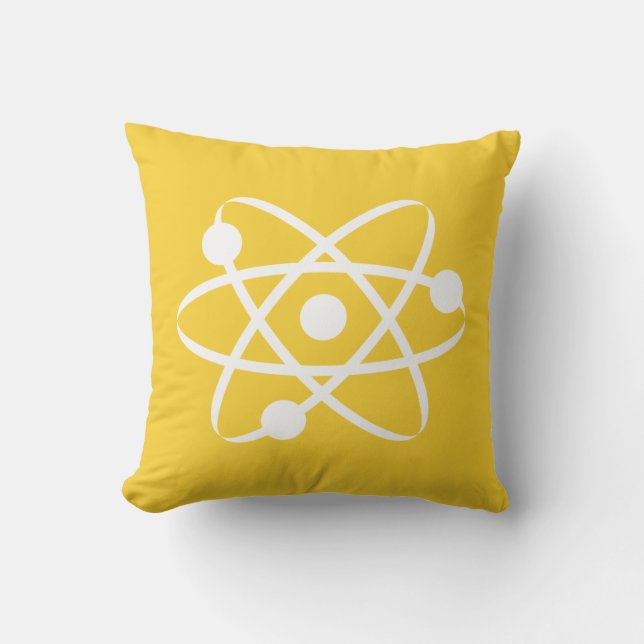 Yellow Amber Atom Throw Pillow (Front)