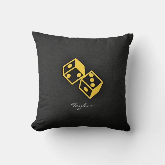 Yellow Amber Casino Dice Throw Pillow (Front)