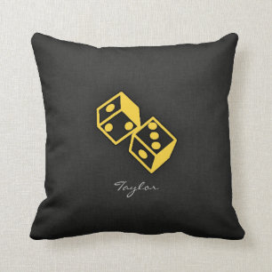 Yellow Amber Casino Dice Throw Pillow