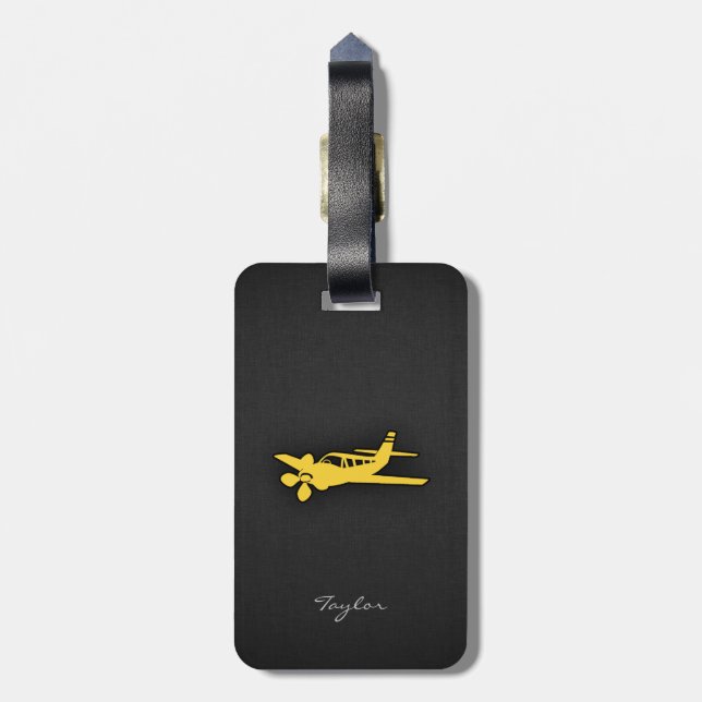 Yellow Amber Plane Luggage Tag (Back Vertical)