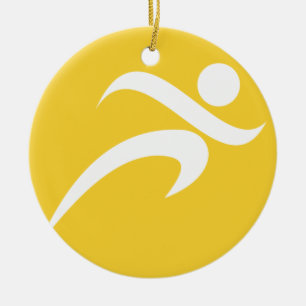 Yellow Amber Running Ceramic Ornament