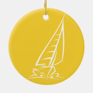 Yellow Amber Sailing Ceramic Ornament