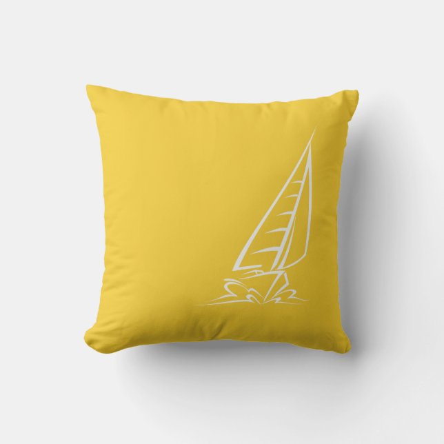 Yellow Amber Sailing Throw Pillow (Front)