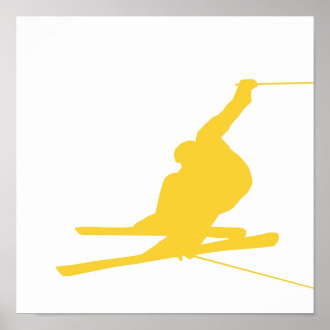 Yellow Amber Snow Ski Poster (Front)