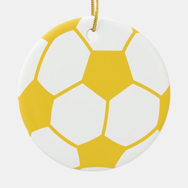 Yellow Amber Soccer Ball Ceramic Ornament (Front)