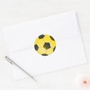 Yellow American Soccer Ball or Football Classic Round Sticker