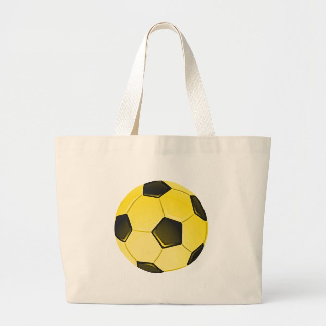 Yellow American Soccer Ball or Football Large Tote Bag (Front)
