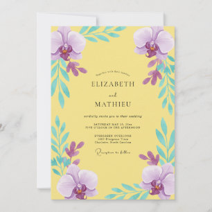 Yellow Amethyst Orchid Wedding Invitation