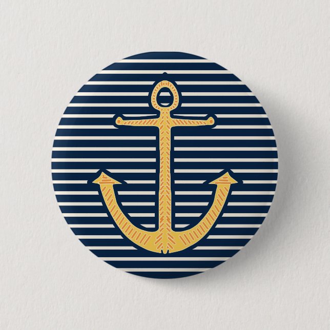 Yellow Anchor 2 Inch Round Button (Front)