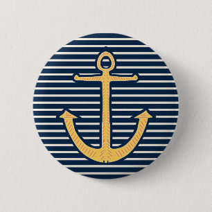 Yellow Anchor 2 Inch Round Button