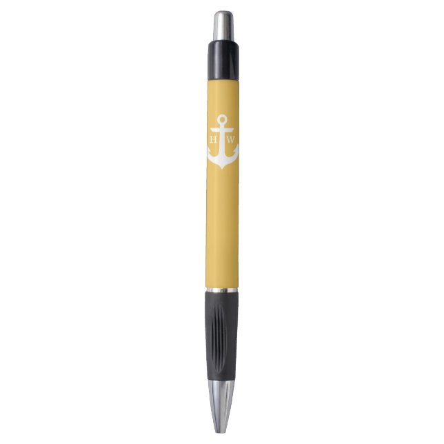 Yellow Anchor Monogrammed Pen (Front Vertical)