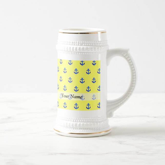 Yellow anchor pattern beer stein (Right)