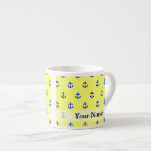 Yellow anchor pattern espresso cup