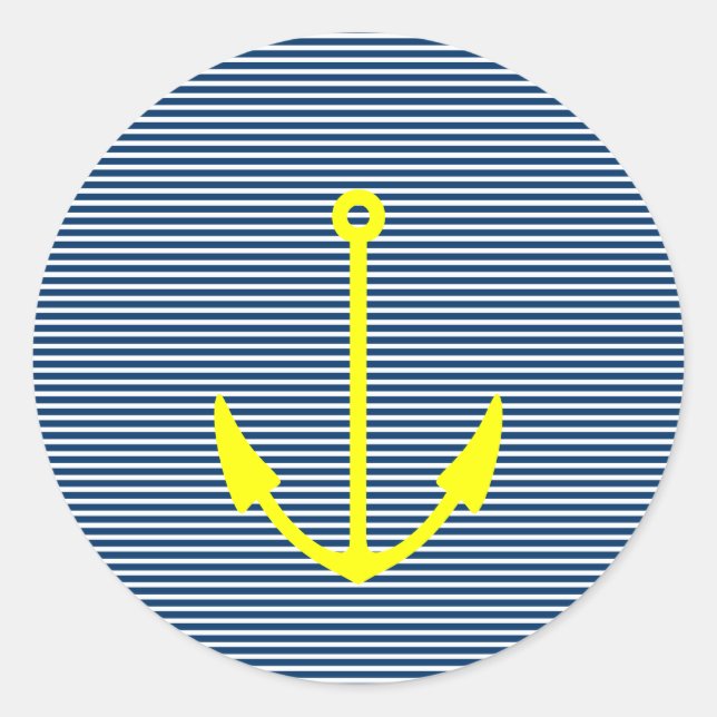 Yellow anchor stickers with navy blue stripes (Front)