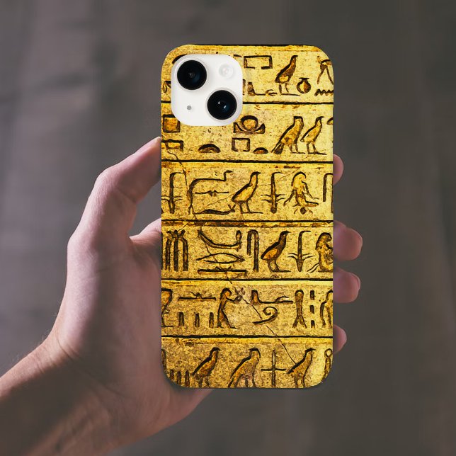 Yellow Ancient Egyptian Hieroglyphs iPhone 14 Case (Creator Uploaded)
