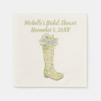 Yellow and Aqua Blue Floral Rain Boot Shower