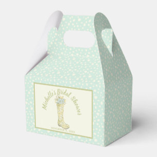 Yellow and Aqua Blue Rain Boot Bridal Shower Favor Box