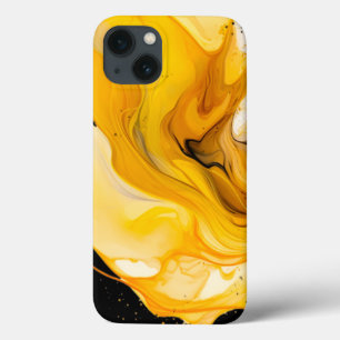 Yellow and black abstract phone case paint splatte