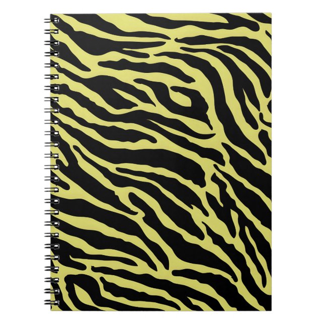 Yellow and Black Animal Print Stripes  Notebook (Front)