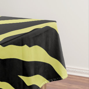 Yellow and Black Animal Print Stripes  Tablecloth
