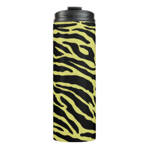 Yellow and Black Animal Print Stripes Thermal Tumbler