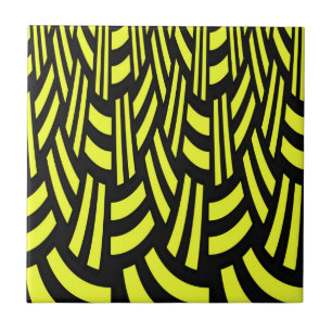 Yellow and Black Art Deco Tile
