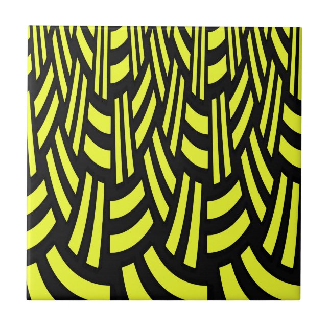 Yellow and Black Art Deco Tile (Front)