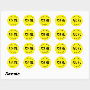 Yellow and black ask me volunteer sticker