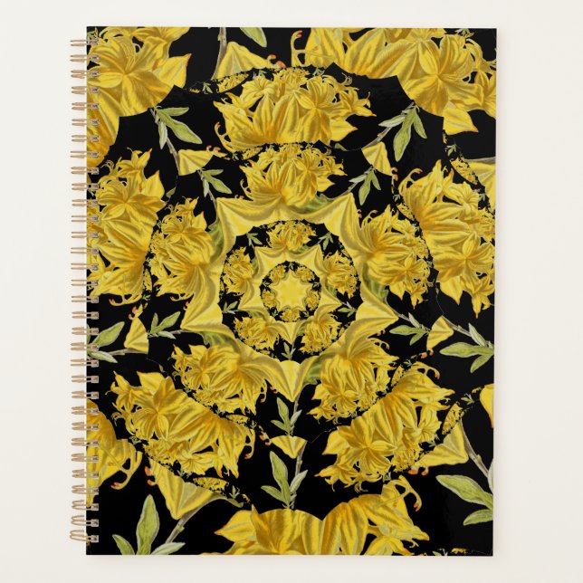 Yellow and black Azalea fractal art Planner (Front)
