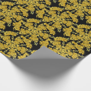 Yellow and black Azalea fractal art Wrapping Paper
