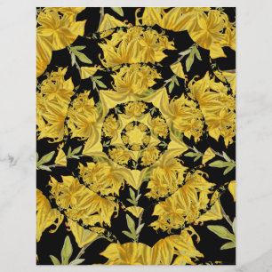 Yellow and black Azalea fractal Scrapbook Paper