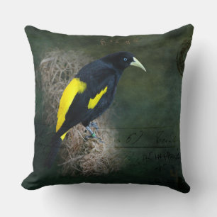 Yellow and Black Bird Fine Art Photography Throw Pillow