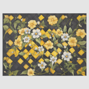 Yellow and Black Buffalo Check with Yellow White  Tissue Paper