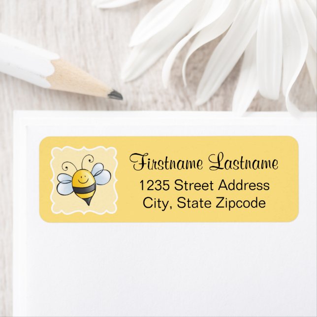Yellow and Black Bumblebee | Cute Return Address (Insitu)