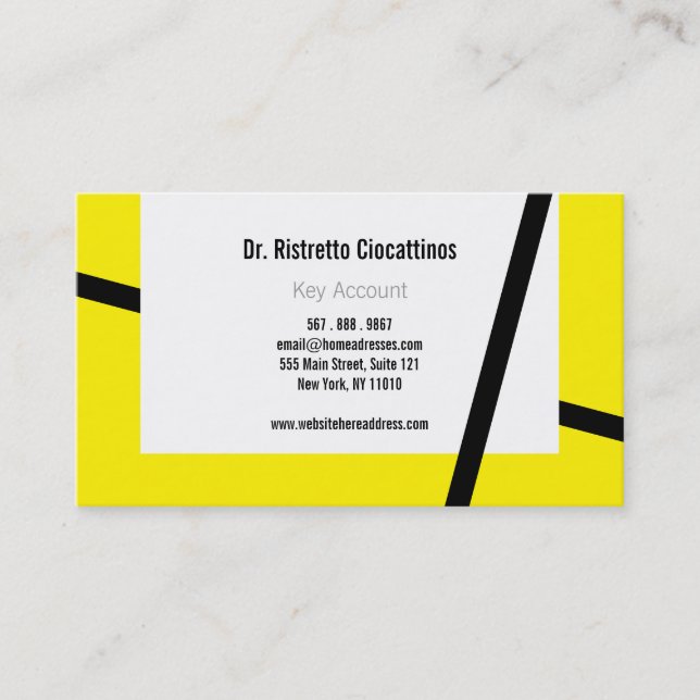 Yellow and black business card (Front)