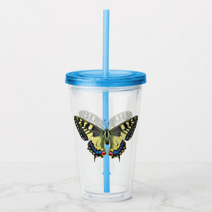 Yellow and black butterfly acrylic tumbler