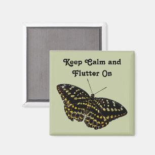Yellow and Black Butterfly Art Nature Drawing Magnet