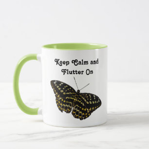 Yellow and Black Butterfly Art Nature Drawing Mug