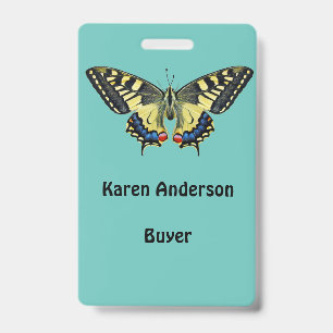 Yellow and black butterfly badge