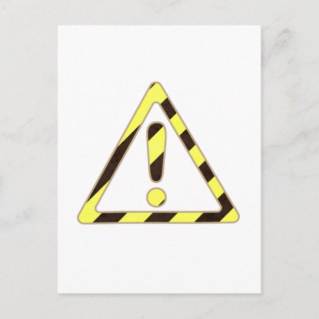 Yellow and Black Caution Sign Triangle Exclamation Postcard (Front)