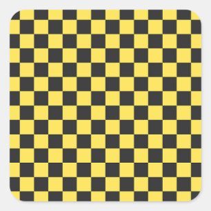 Yellow and black checkerboard pattern square sticker