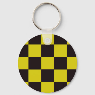 Yellow and Black Chequerboard Keychain